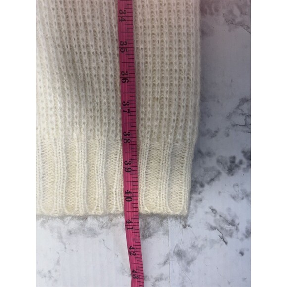 VTG Vintage Monte por le Chois Cream Leaf Applique Long Sweater Duster Size M - Picture 12 of 16